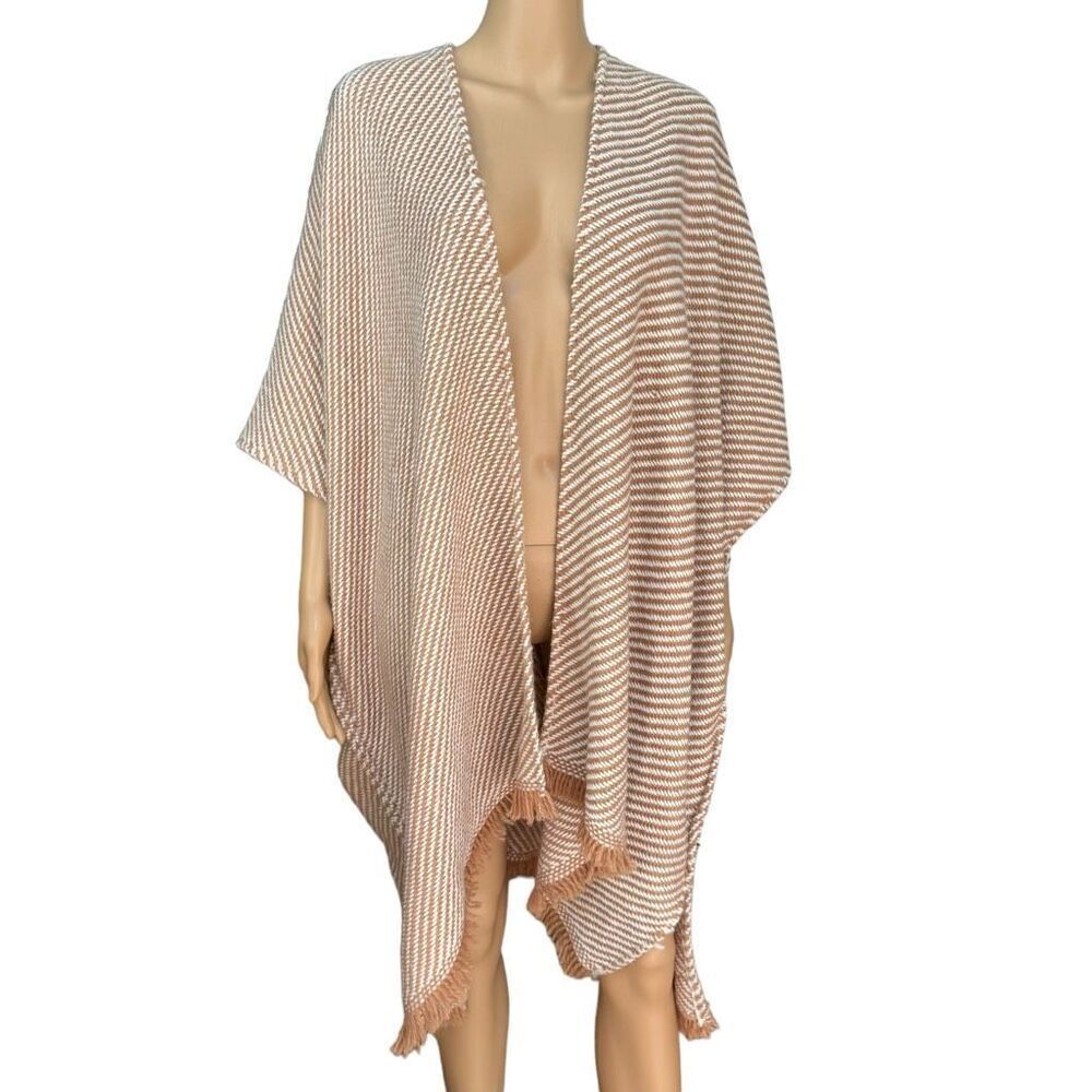 Aerie tan/white flowy wrap scarf shawl sweater one size